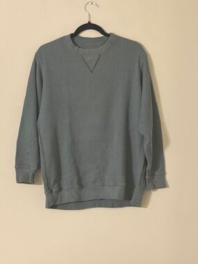aerie Women's Waffle Crewneck Sweater - Slate Gray Blue
